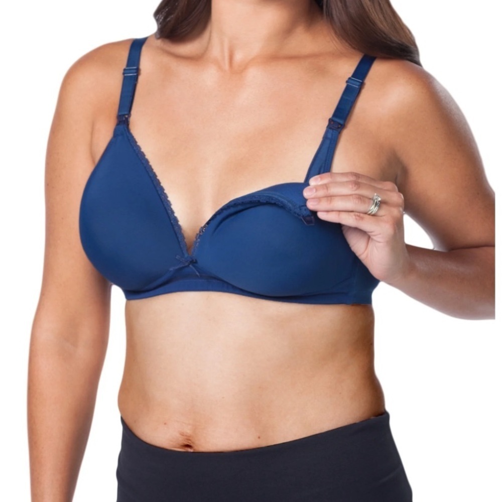 Loving Moments by Leading Lady Women's Molded Wirefree Bra,‎ Blue, 36C